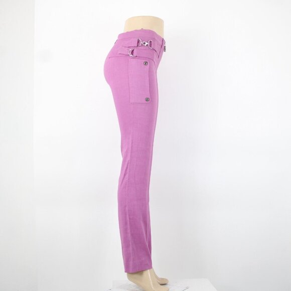 Gianni Versace Couture Sz 38 x 34 Purple Silver Hardware Unlined Linen Mod Pant - Picture 8 of 16